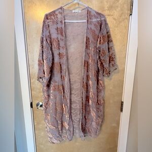 Lavender burnout velvet oversized cardigan